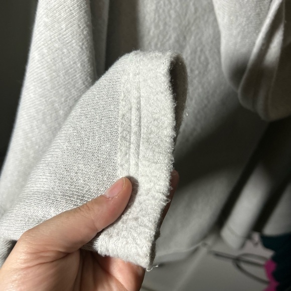 Free People Light Gray Fleece Cowl Neck Oversized Sweatshirt Raw Hem Sz Small - Picture 4 of 8